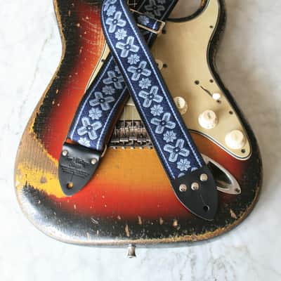 Vintage 60s Indigo 'Greenwich' Hippie Guitar Strap Replica image 4
