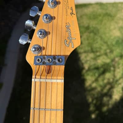 Vintage 1987 E series Fender Squier MIJ Standard Stratocaster with System I Tremolo in Red image 7