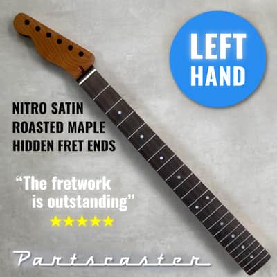 Left Hand Roasted Maple / Rosewood Telecaster neck - Nitro Satin - SS Frets - Bone nut image 1