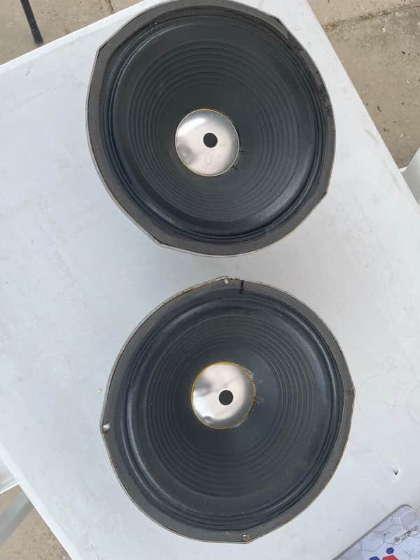 Fane Crescendo 12 inch 12A 122326 8 ohm Gilmour type speakers pair early 1970s - metallic grey image 1
