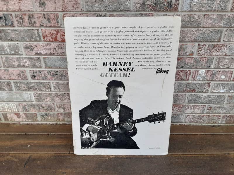 Vintage Circa 1961 Gibson Barney Kessel Guitar Countertop Dealer Display Sign! Rare, Original Music Store Advertising! image 1