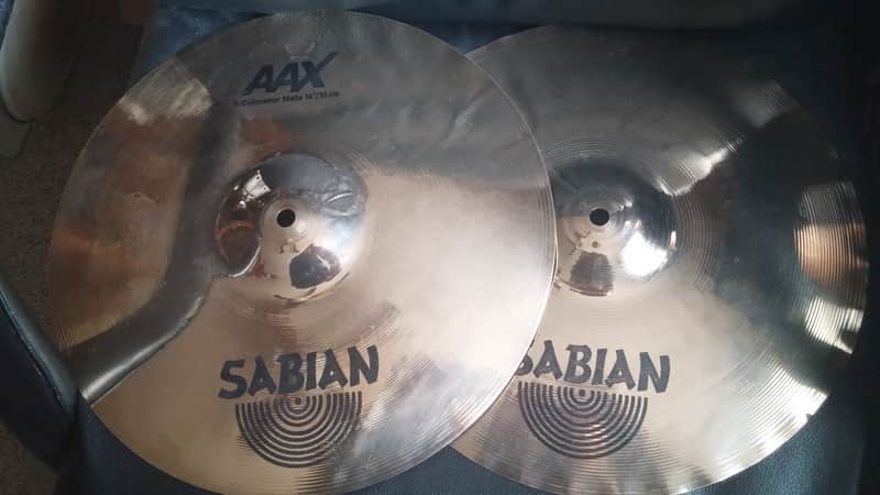 Sabian 14" AAX X-Celerator HI HAT CYMBALS Pair BEAUTIFUL BRILLIANT FINISH X CLEAN NEAR MINT SAVE !!! image 1