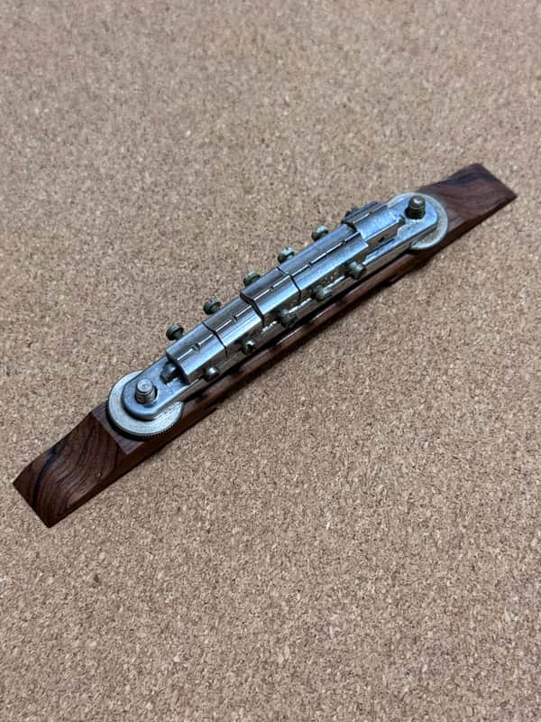 Vintage 1960s Guild/Hagstrom Brazilian Rosewood Floating Bridge with Original Adjustable Saddle – Removed from a 1964 Guild Starfire III image 1