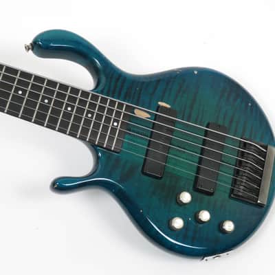 1994 Pedulla  MVP 6 Left Handed- Blue Green Burst - Rare Lefty 6 String Bass - Players Condition -Flamed Maple image 5