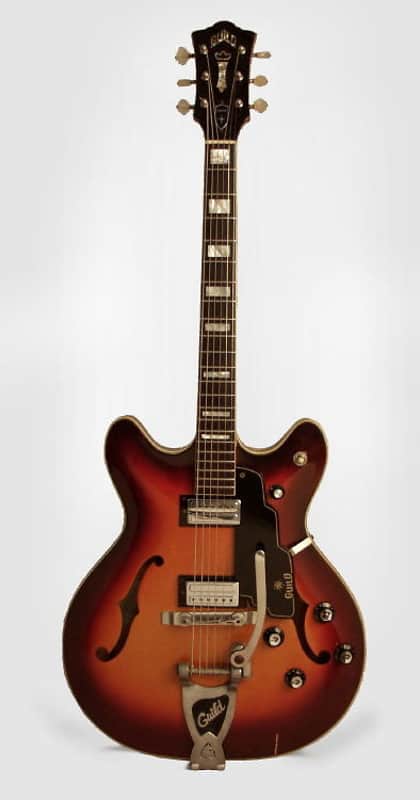 Guild Starfire V Semi-Hollow Body Electric Guitar (1964), ser. #33582, original black hard shell case. image 1