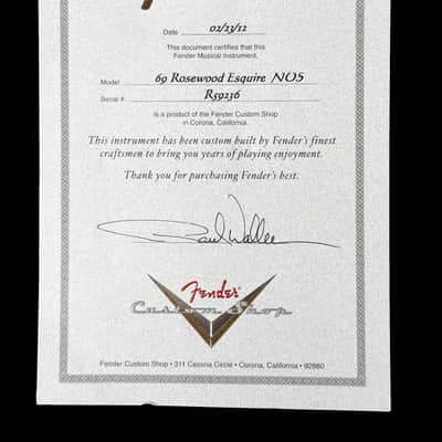 2012 Fender Esquire '69 Rosewood Masterbuilt by Paul Waller NOS ~ Natural image 9