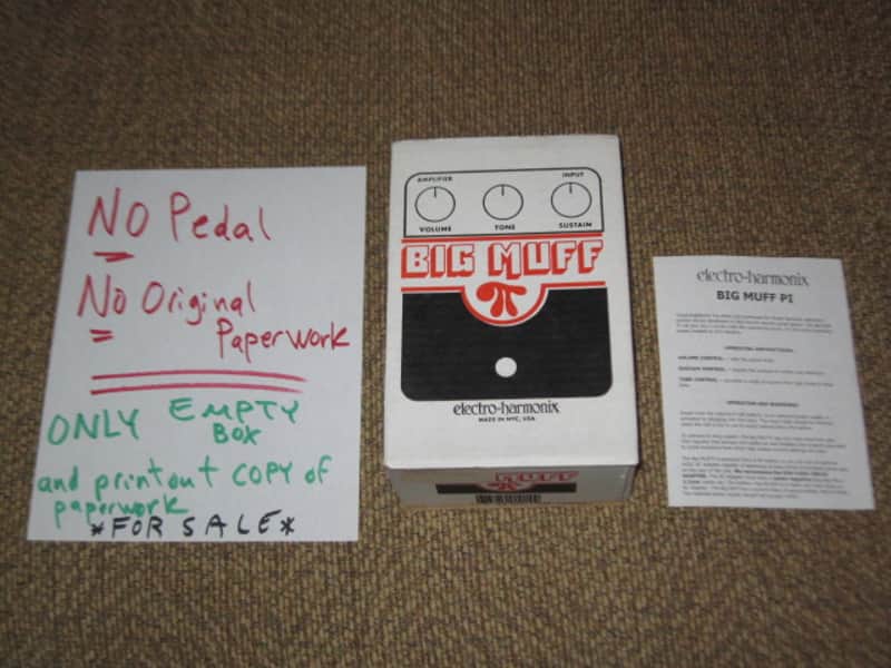 very lightly handled - mostly very clean Electro Harmonix EMPTY CARDBOARD BOX and printout copy of Owner's Instructions ONLY for USA Big Muff Reissue (NO Pedal, NO original paperwork) image 1