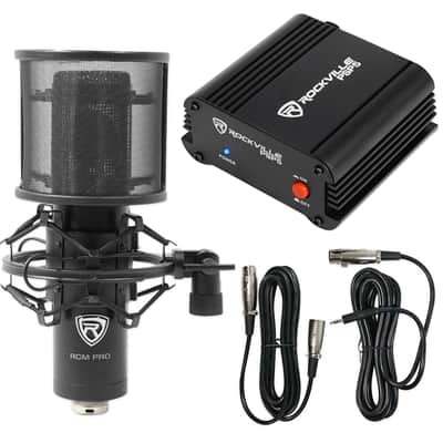 Rockville RCM PRO Studio Recording Condenser Microphone+Phantom Power Supply image 1
