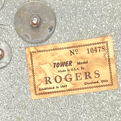 Rogers Cleveland Tower 1966 14x20 Bass Drum Blue Sparkle Glass image 7