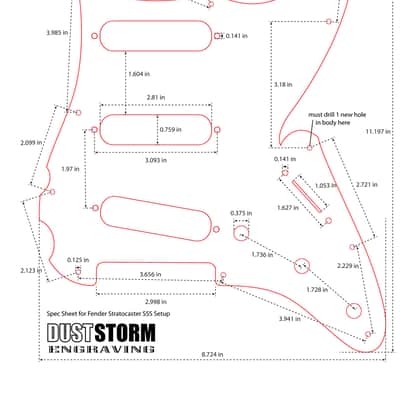 Atlantic Coral XGP Stratocaster Style Laser Engraved Guitar Body with Cherry Wood Veneer Pickguard and Tremolo Cover HSH, HSS, SSS Setups Available image 12
