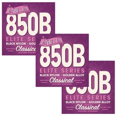 La Bella Guitar Strings 3 Pack Nylon #850B Black Nylon Elite Golden Alloy Classi