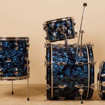 1960s MIJ Blue Diamond Pearl Drum Set 14x20 8x12 14x14 and 5x14 image 20