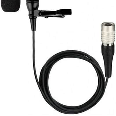 Replacement Lavalier/Lapel Microphone for  Body-Pack Transmitter, Condenser, Unidirectional, 4-Pin Hirose  Female Connector, Black, image 1
