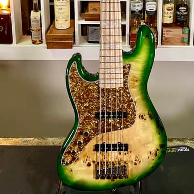 LEFTY Bass Mods Custom 5-String bass (strung righty): Poplar top, Birdseye Maple Fingerboard, image 7