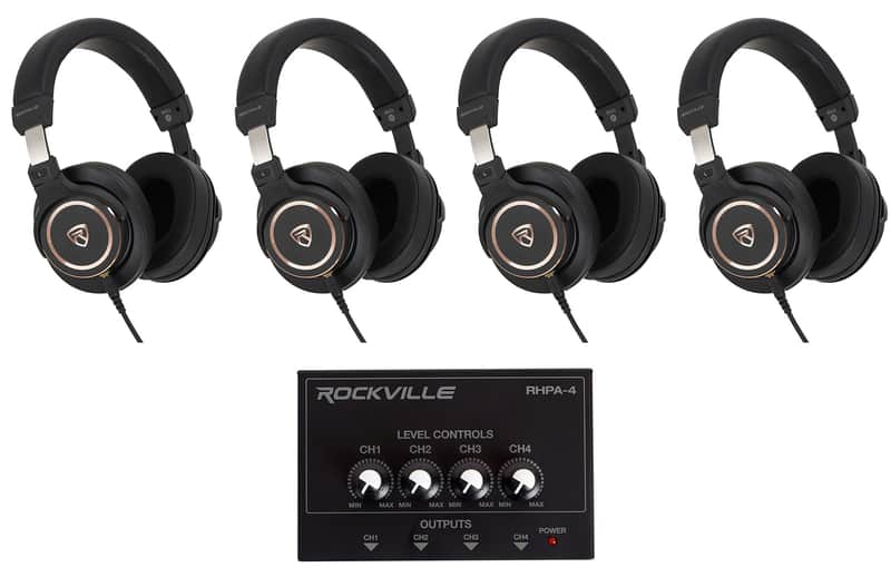 (4) Rockville PRO-E70 80 Ohm Closed-Back Studio Headphones+Headphone Amplifier image 1