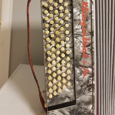 Rare Antique German Accordion Meinel & Herold Klingenthal + Original Solid Case image 12