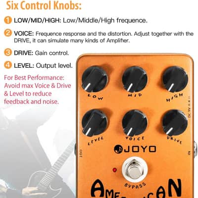 JOYO JF-14 American Sound Amp Simulator Pedal of Fd 57 Deluxe Amplifier from Clean to Overdrive Sound for Electric Guitar Effect - Bypass image 4