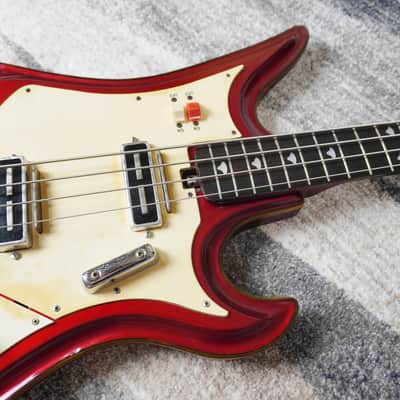 Rare 1965–1966 Teisco Spectrum Series EBX-200 Bass Metallic Red Vintage MIJ Bizarre Bass image 7