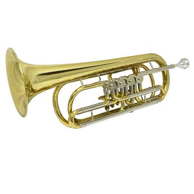 Schiller Elite Frankfurt Rotary Bass C Trumpet - Gold Lacquer image 2