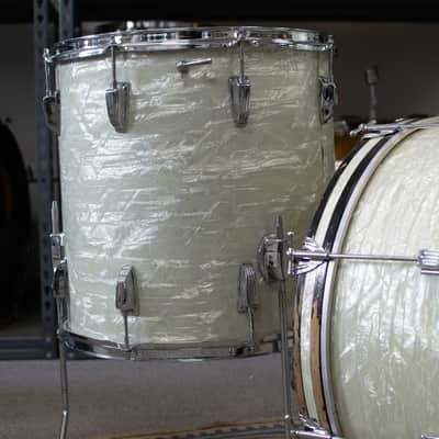 1960s Ludwig "Super Beat" White Marine Pearl Drum Kit image 5