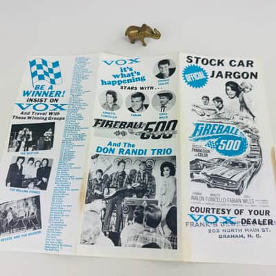 Vox "Fireball 500" Stock Car Jargon Foldout 1966 image 3