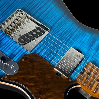 2026 Lucky Dog Evangelist Tele Master Grade Flame Top ~ Transparent Caribbean Blue image 5