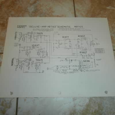 Vintage Early 1970's Fender Deluxe Amplifier AB763 Schematic! Original Case Candy! image 1
