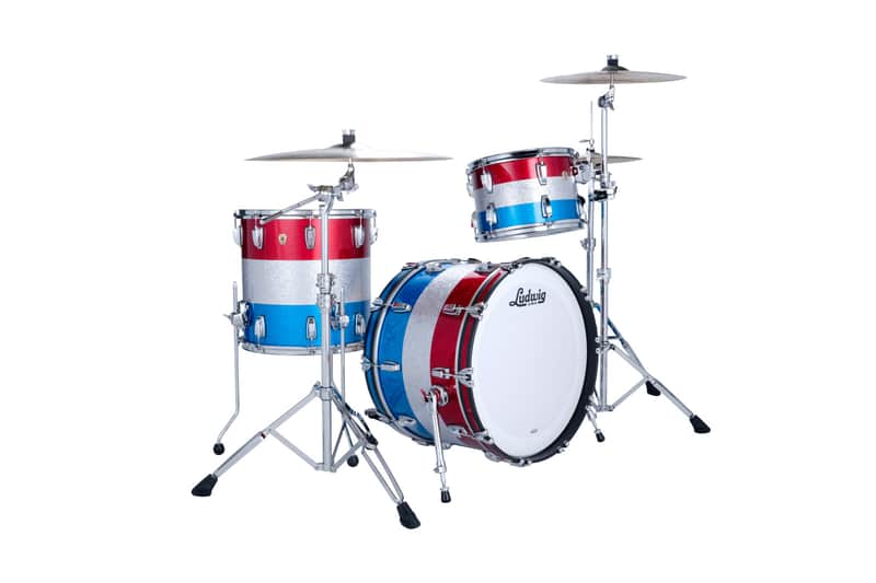 Ludwig *Pre-Order* Classic Maple Banded Sparkle Red/Silver/Blue Fab 14x22/9x13/16x16 | Limited Edition | Drums | Shell Pack | NEW | Special Edition | Special Order | Authorized Dealer image 1