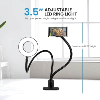 iDance LED Ring Light with Cell Phone Clip Stand Holder, 3.5", Grip Flexible Long Arm Gooseneck Bracket Mount Clamp with Bluetooth Remote Control for Desk, Bed, Compatible with iPhone and Smartphone image 3