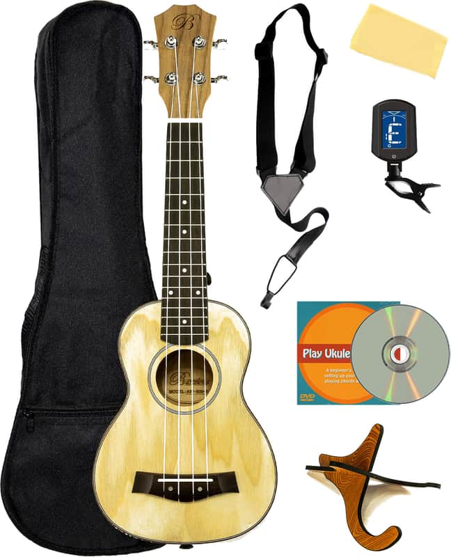 Barcelona Solid Top Ash Wood Soprano Ukulele w/ Gig Bag image 1