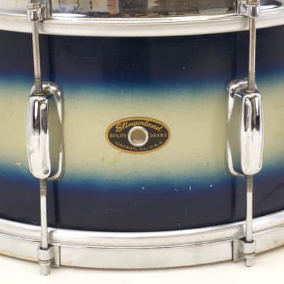 Vintage Slingerland 7x14 Snare Drum, 8 Lug, Blue/Silver Duco Finish, 1959 Model image 3