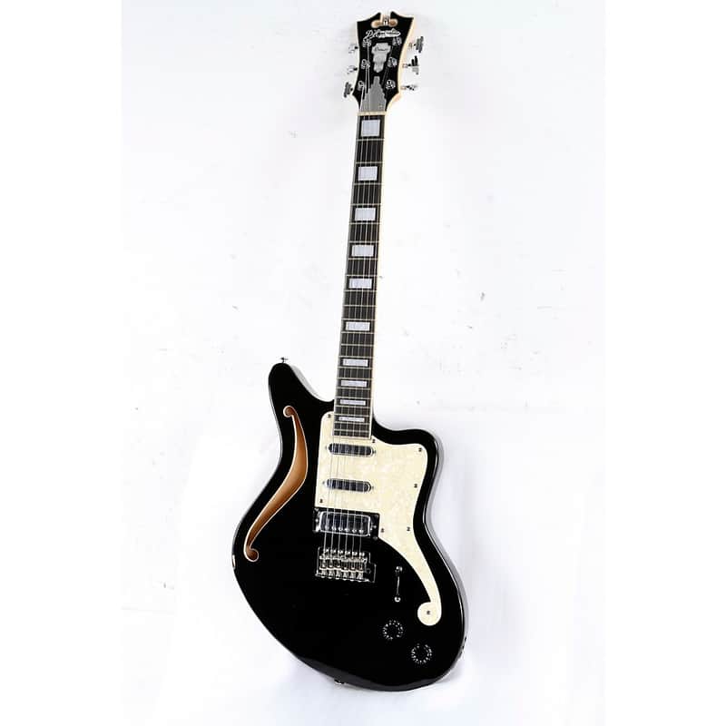 D'Angelico Premier Series Bedford SH Limited-Edition Electric Guitar with Tremolo Regular Black Flake image 1