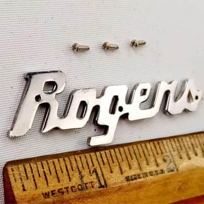 Rogers Script Logo Badge Vintage 60s Holiday/Powertone +3Screws Cleveland/Dayton image 1