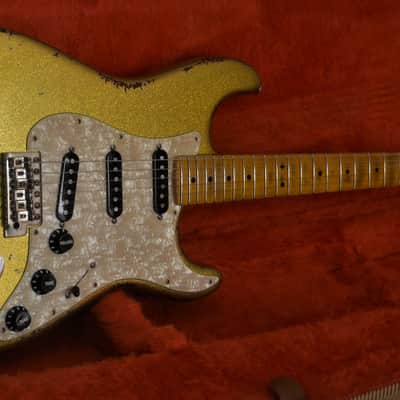 American Fender Stratocaster Relic Custom Vintage Gold Chartreuse Sparkle Texas Specials image 21