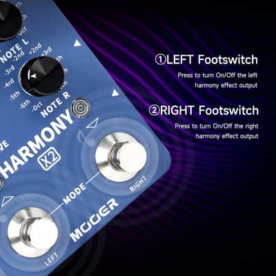 Mooer harmony x2 Dual Channel Harmony Pedal,price Guitar Effects Pedal up to 12 Pitches Each Pitch has 11 Harmony Modes Professional Stereo for Electric Guitar and Bass (Price includes the import duty for US buyer) image 3