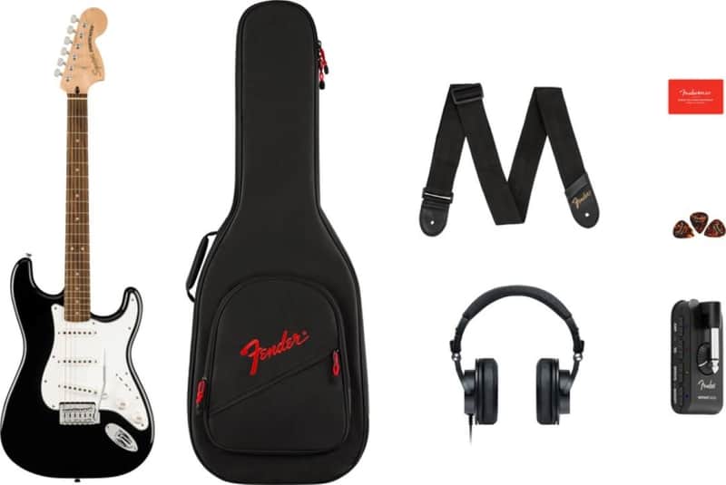 Squier Affinity Series Stratocaster Mustang Micro Pack - Black image 1