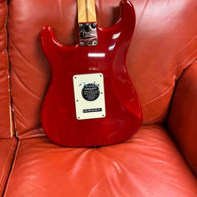 2000 Fender American Deluxe Fat Stratocaster HSS with Maple Fretboard Crimson Transparent image 12