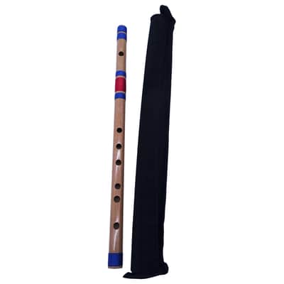 Zaza Percussion- Professional 6 Holes Polished Bamboo Flute Scale B 19.75'' (Indian Flute) W/Carry Bag image 2