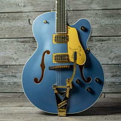 Gretsch Pro Falcon Hollow Body with String-Thru Bigsby and Gold Hardware - Ebony Fingerboard, Cerulean Smoke image 1