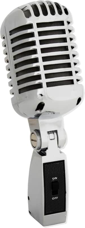 Classic Retro Dynamic Vocal Microphone Unidirectional Cardioid Mic with XLR Cable - Universal Stand Adapter - Live Performance Studio Recording (Silver) image 1