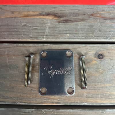 Real Life Relics Fender® Squire Replacement Aged Nickel Neck Plate With Screws   [B4]