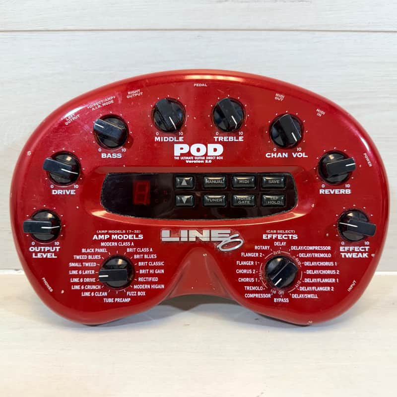 Line 6 POD 2.0 Guitar Amp Modeler Multi-Effects Processor Red Bean Desktop Preamp 2000-2002 image 1