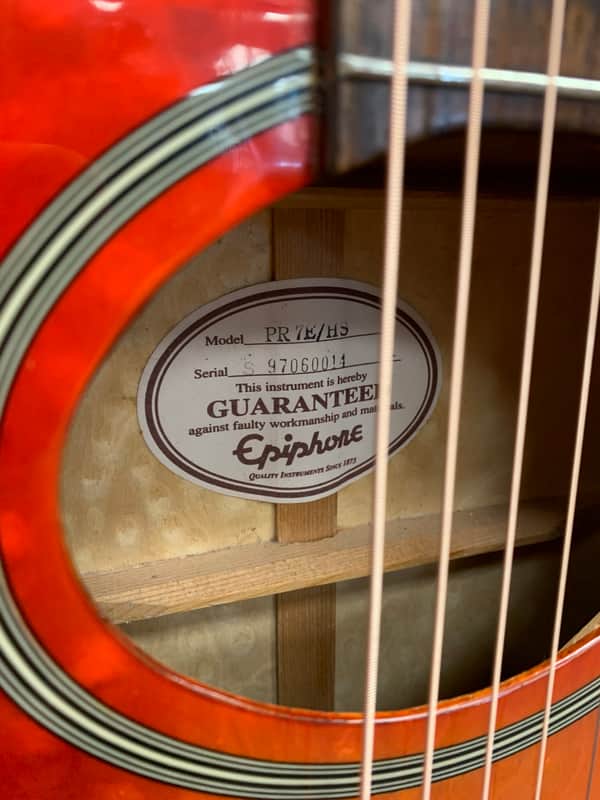 1997 Epiphone PR7E/HS Cherry Sunburst Acoustic-Electric Guitar