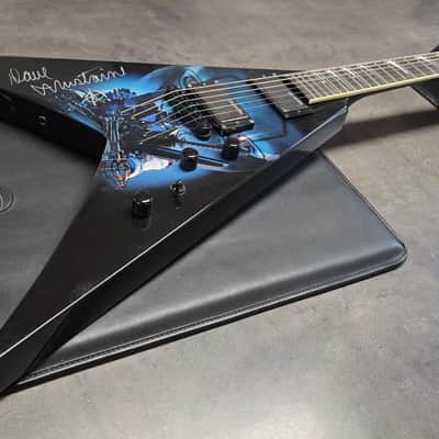 Dean Dave Mustaine Signature Flying King V VMNT Artist Owned, Signed and Tour Stage Played By Dave! USA Custom Shop Black Megadeth Terminated Graphic Artwork - Post Malone GQ Interest Pre-Gibson era image 24