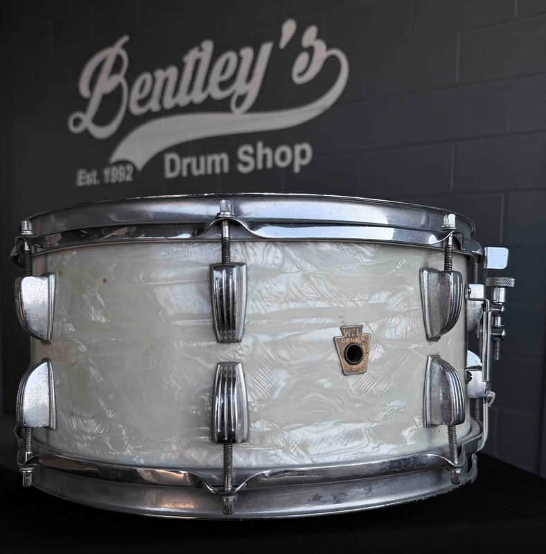 Late 50's Vintage WFL Symphonic Model 6.5x14 Snare Drum in White Marine Pearl (Rm 4) image 1
