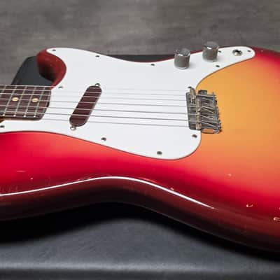 1962 Fender Musicmaster Sunburst FLAME Neck PRE-CBS Brazilian Rosewood slab board Maroon Burst American Vintage 60s 1960's USA baby stratocaster 3/4 short scale figured Music Master guitar image 11