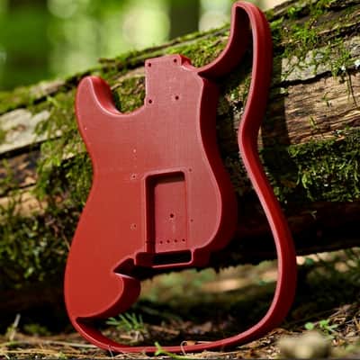 JGV3D | 3D Printed S-Style Guitar Body | One-Piece PLA+ | Fully Routed SSH | Right Handed | Red | Fully Hollow image 2