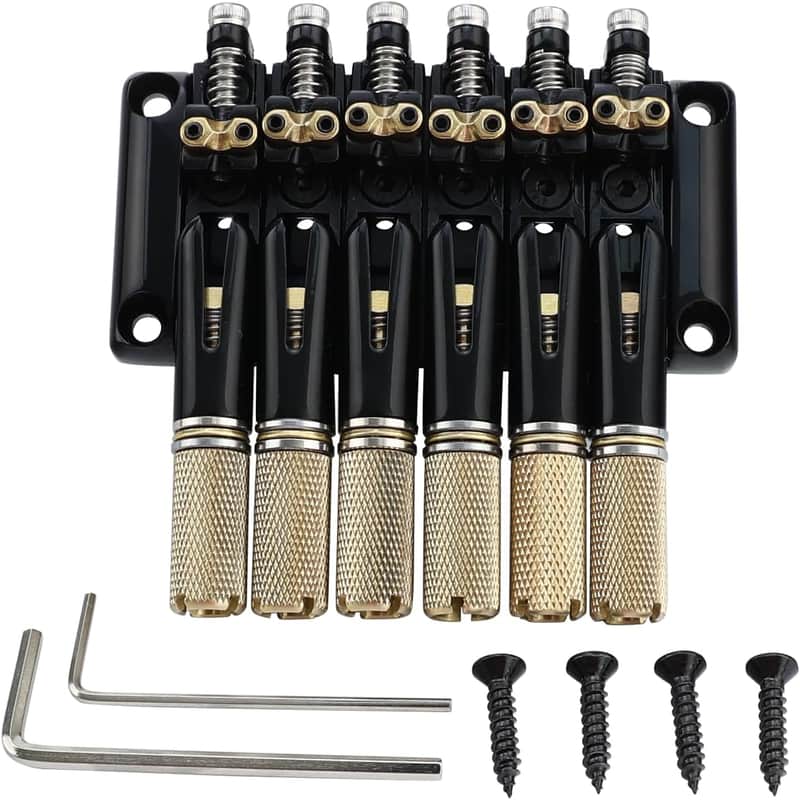 5 PCS Through-Body Guitar String Locking Nut 5 String Bass Guitar Bridge String Locks Zinc Alloy String Locking for Headless Electric Bass Replacement Parts Black image 1