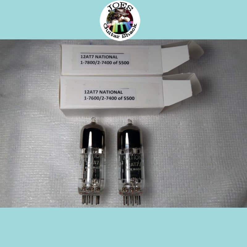 1960's National 12AT7 6201 ECC81 Triple Mica Long Black Ribbed Plate "Super Strong Match Pair Tubes" 7000+ of 5500 = 120% The Best Sounding 12AT7 & Extremely Rare For Guitar Bass & Hi Fi Amps! #59 image 1