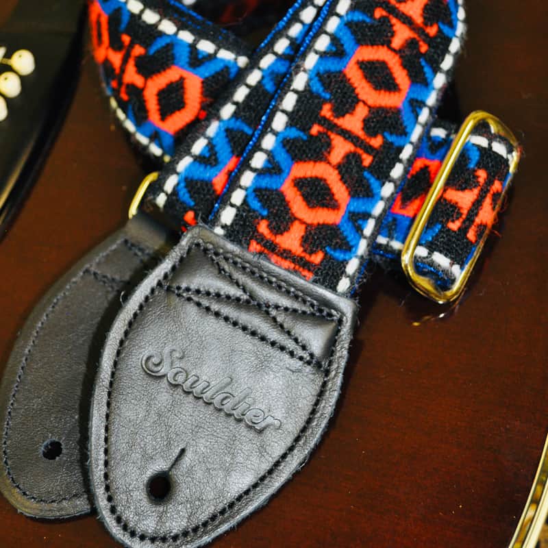 Souldier 'Pima' Black Vintage Guitar Strap on Seatbelt - 1324 image 1